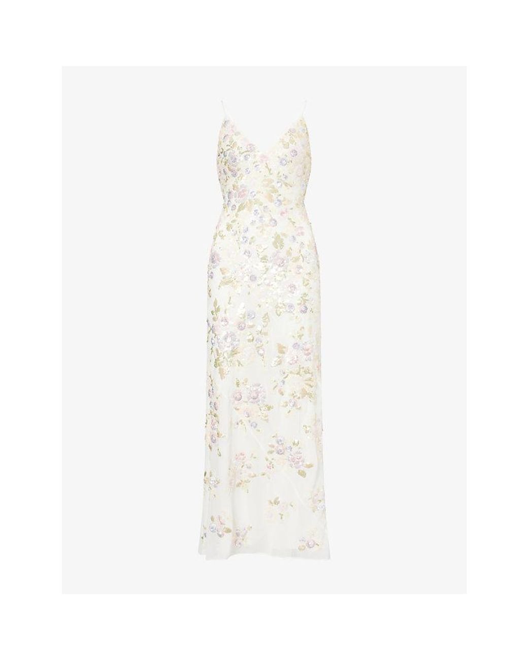 Needle & Thread White Paradise Camisole Sequin-Embellished Georgette Maxi Dress