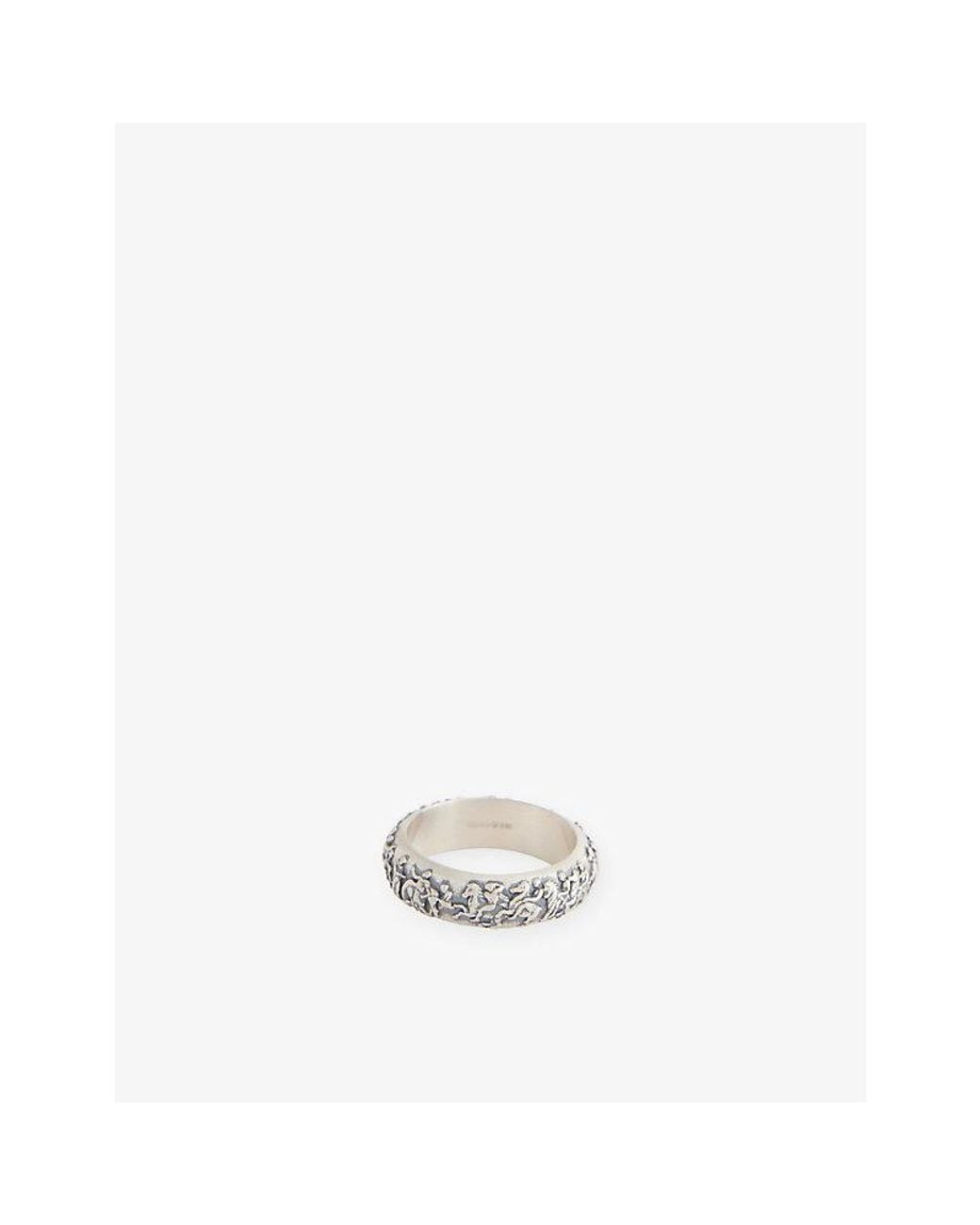 Serge Denimes White Frieze 925 Sterling Ring for men