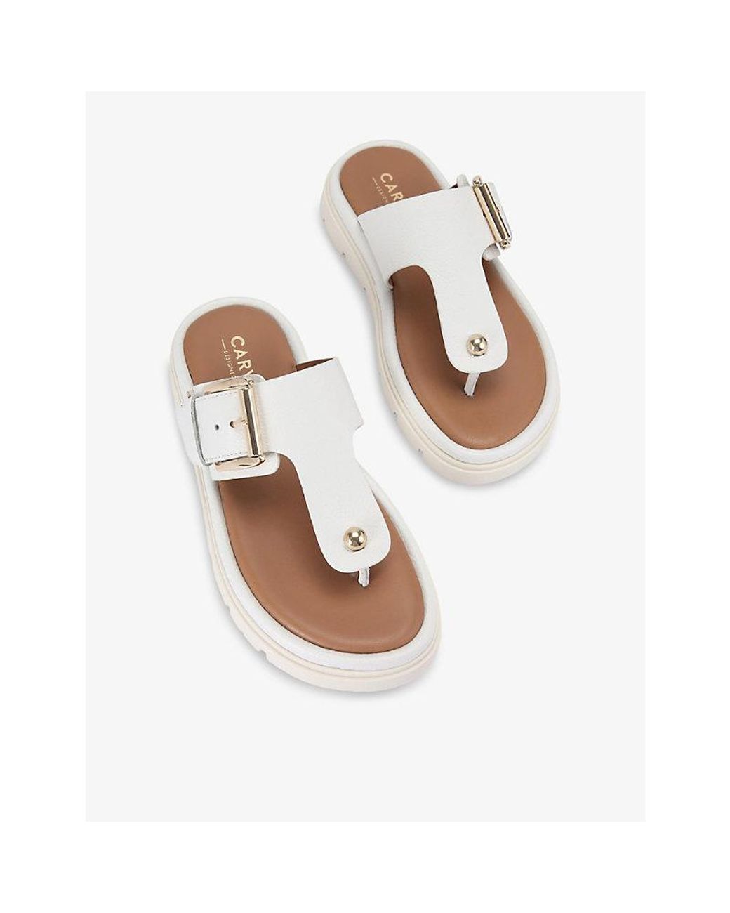 Carvela Kurt Geiger White Pavilion T-Bar Leather Sandals