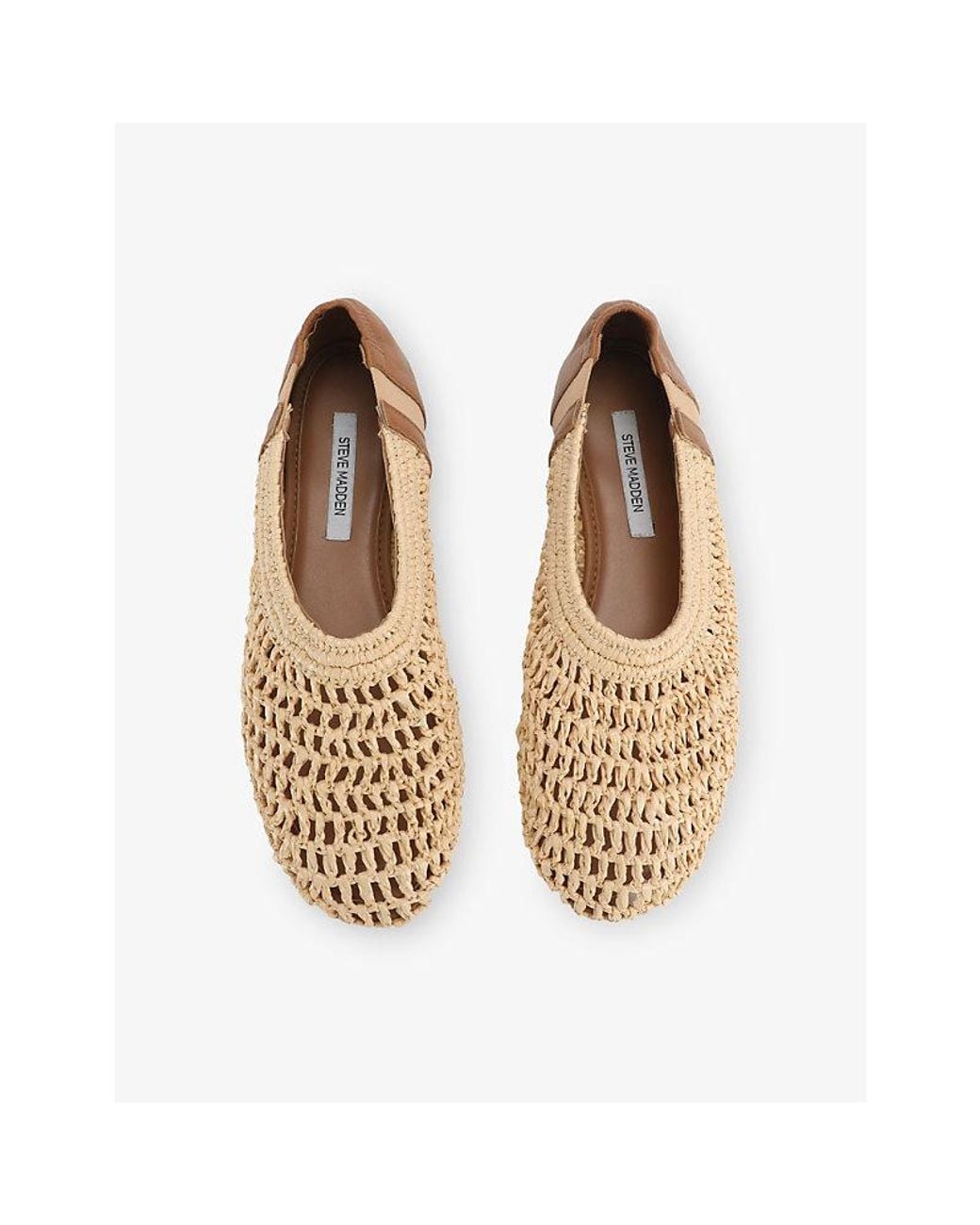 Steve Madden Natural Meela Raffia And Leather Ballet Flats