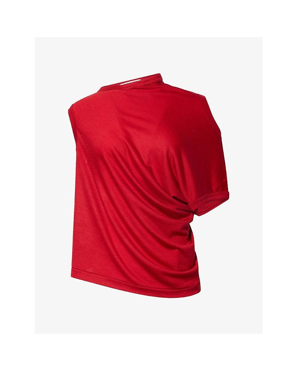 Comme des Garçons Red Asymmetric Wool Knit Tank Top