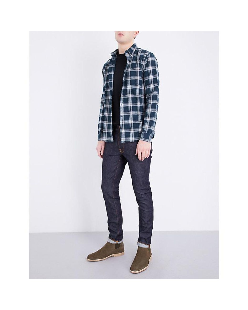 Nudie Jeans Blue Dry 16 Dips Lean Dean Slim-fit Skinny Jeans for men