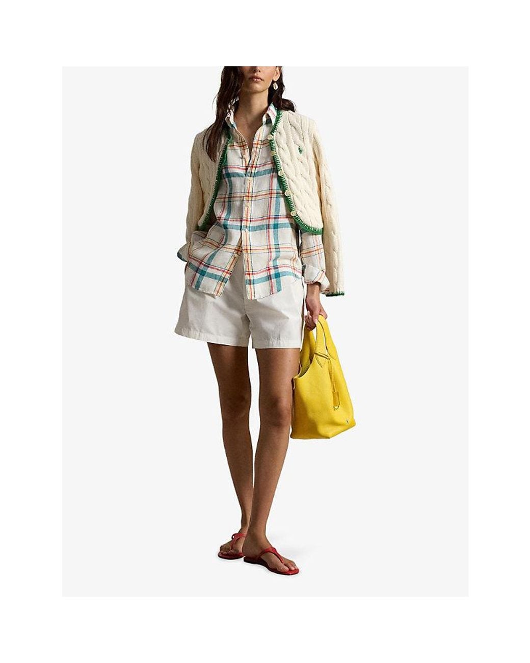 Polo Ralph Lauren Blue Checked Logo-Embroidered Linen Shirt