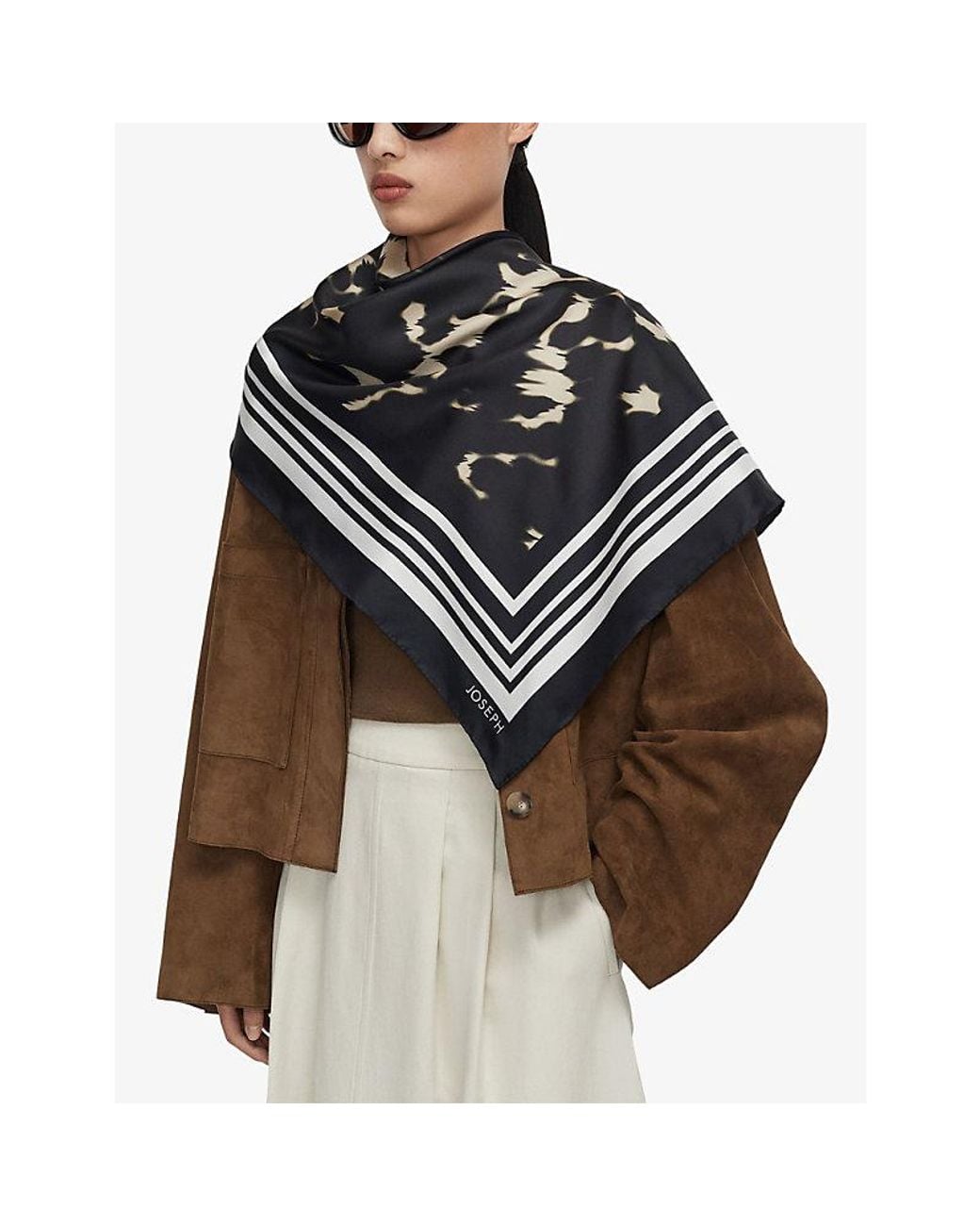 Joseph Black Everly Graphic-Print Large Silk Scarf