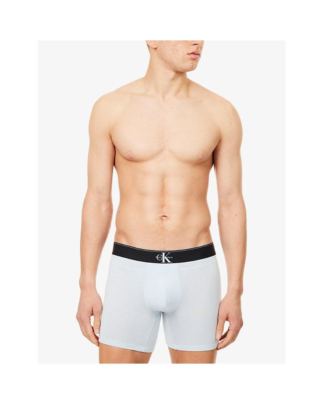 Calvin Klein Blue Archive Logo-Waistband Pack-Of-Three Stretch-Cotton Boxer Briefs for men