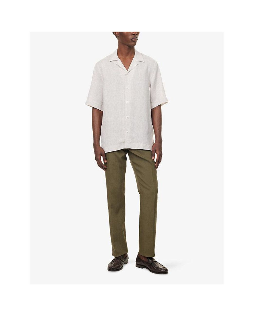 Paul Smith White Short-Sleeve Linen Shirt for men
