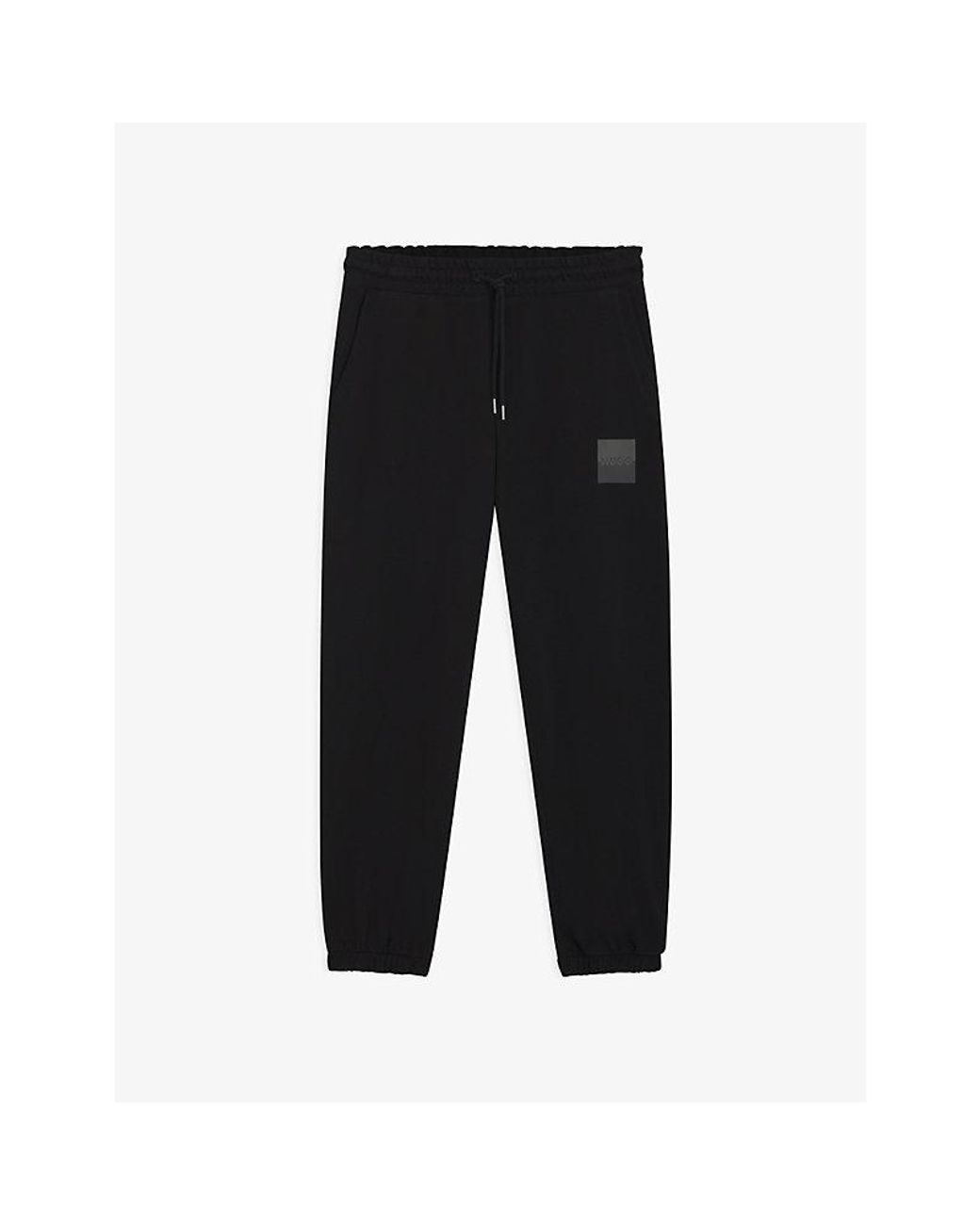 HUGO Black Logo-Print Regular-Fit Cotton Jogging Bottoms for men
