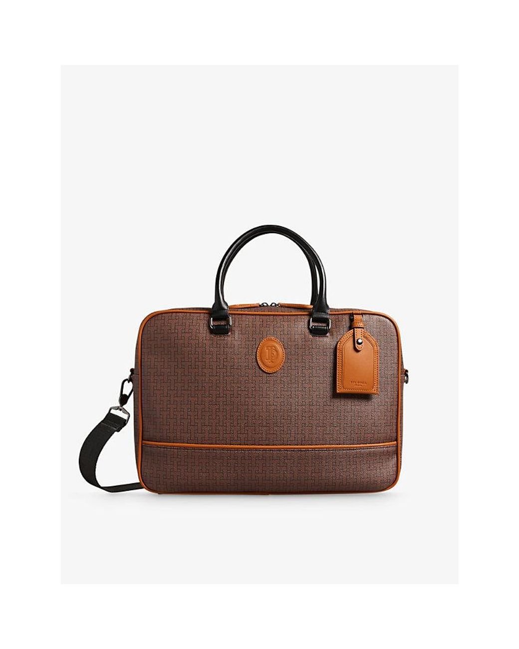 Ted Baker Traymon T Monogram-print Faux-leather Document Bag in Brown ...