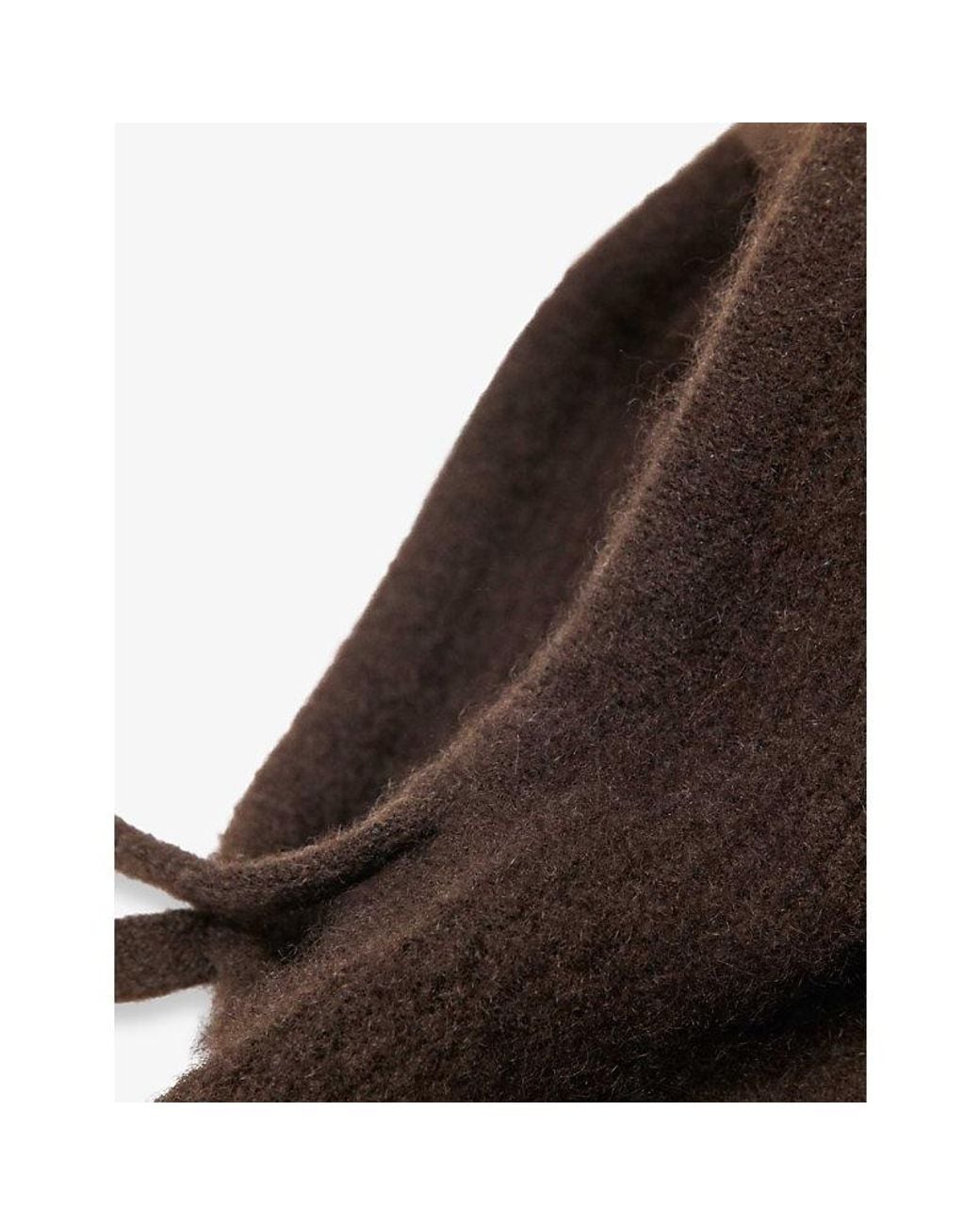 Maje Brown Ribbed Wool-Blend Balaclava
