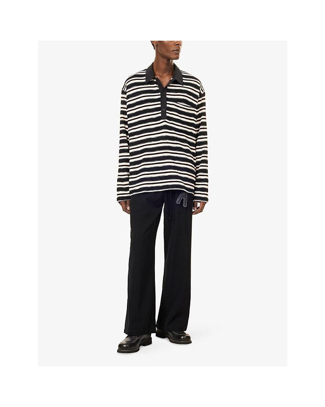 Song For The Mute Black Wide-Leg Relaxed-Fit Woven Trousers for men