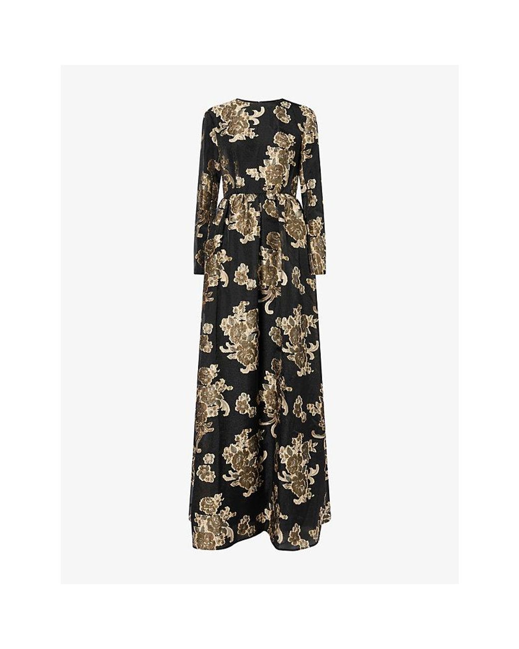 Huishan Zhang Black Amanda Floral Woven Maxi Dress