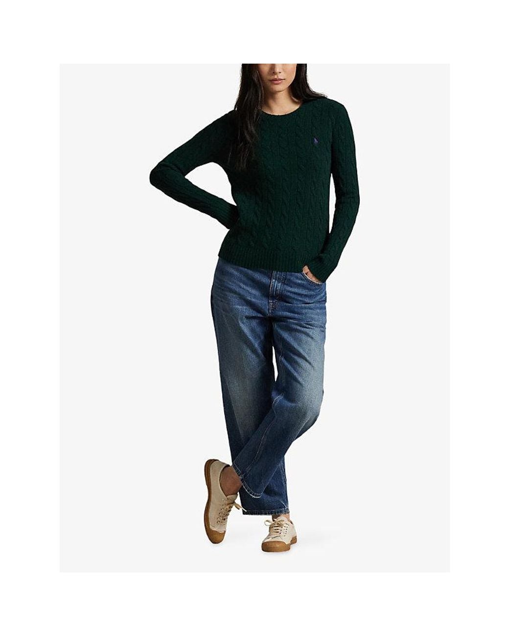 Polo Ralph Lauren Green Julianna Cable-Knitted Wool-Cashmere Blend Jumper