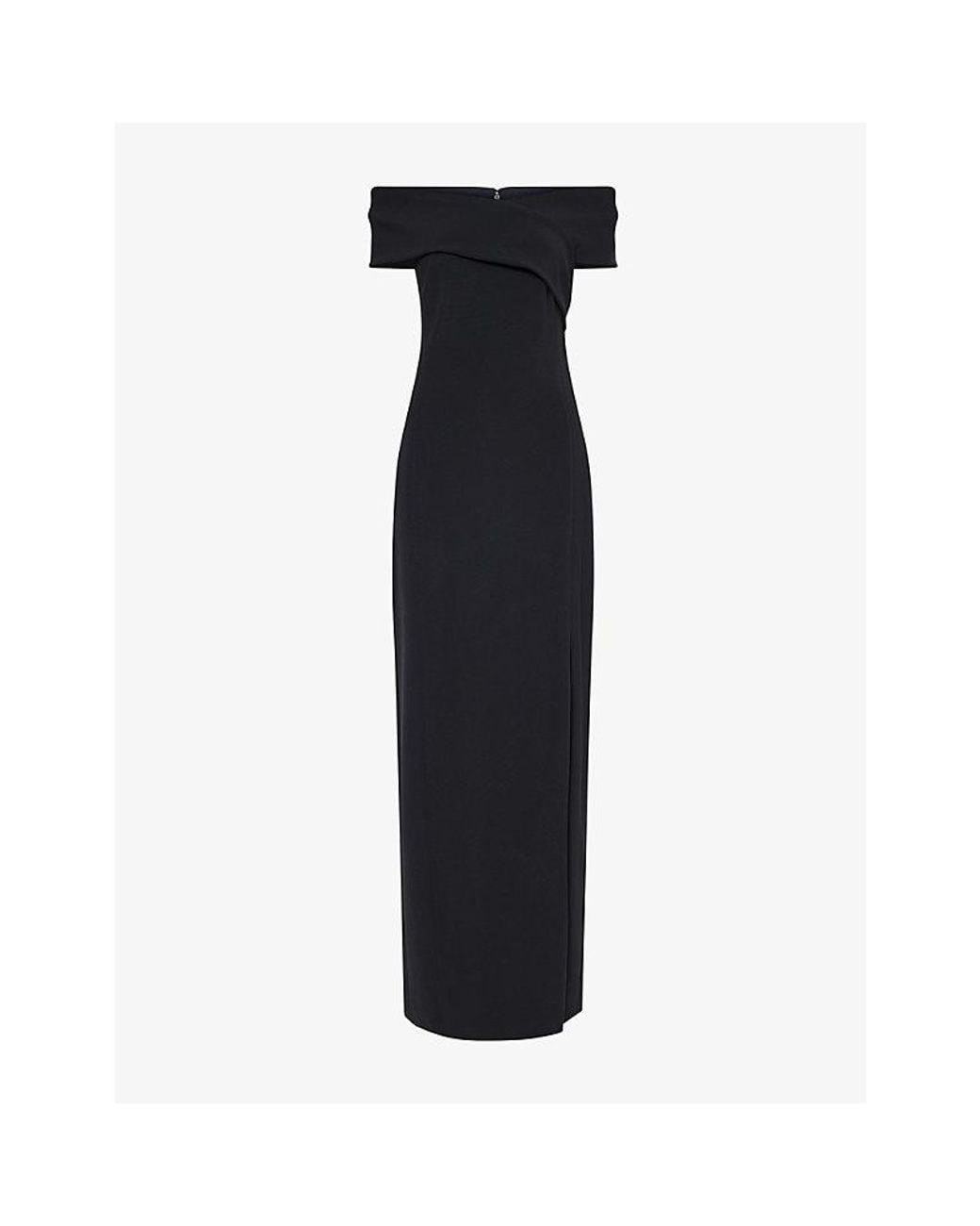 Ralph Lauren Black Off-Shoulder Woven Maxi Dress