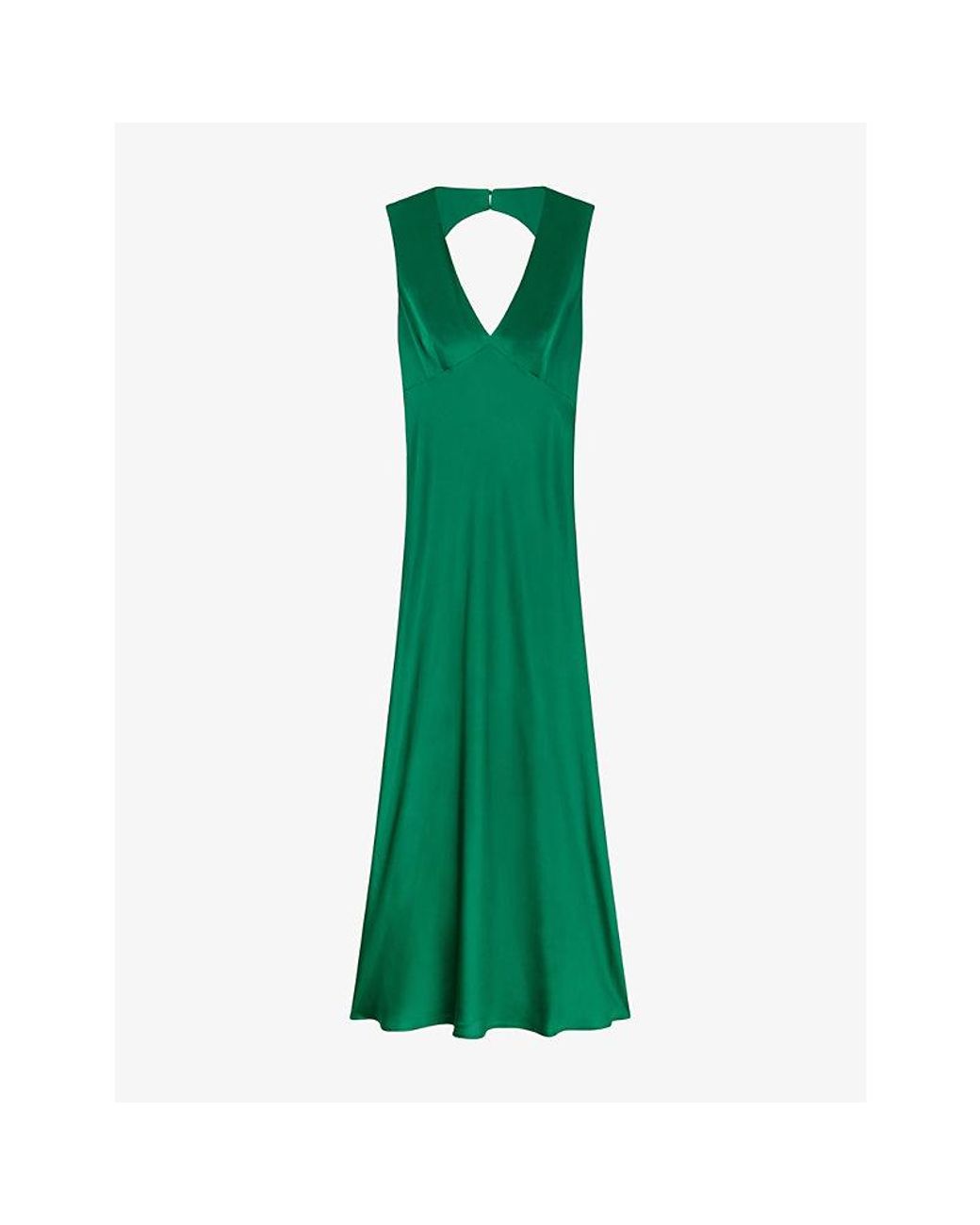OMNES Green Nova Tie-Back Satin Maxi Dress