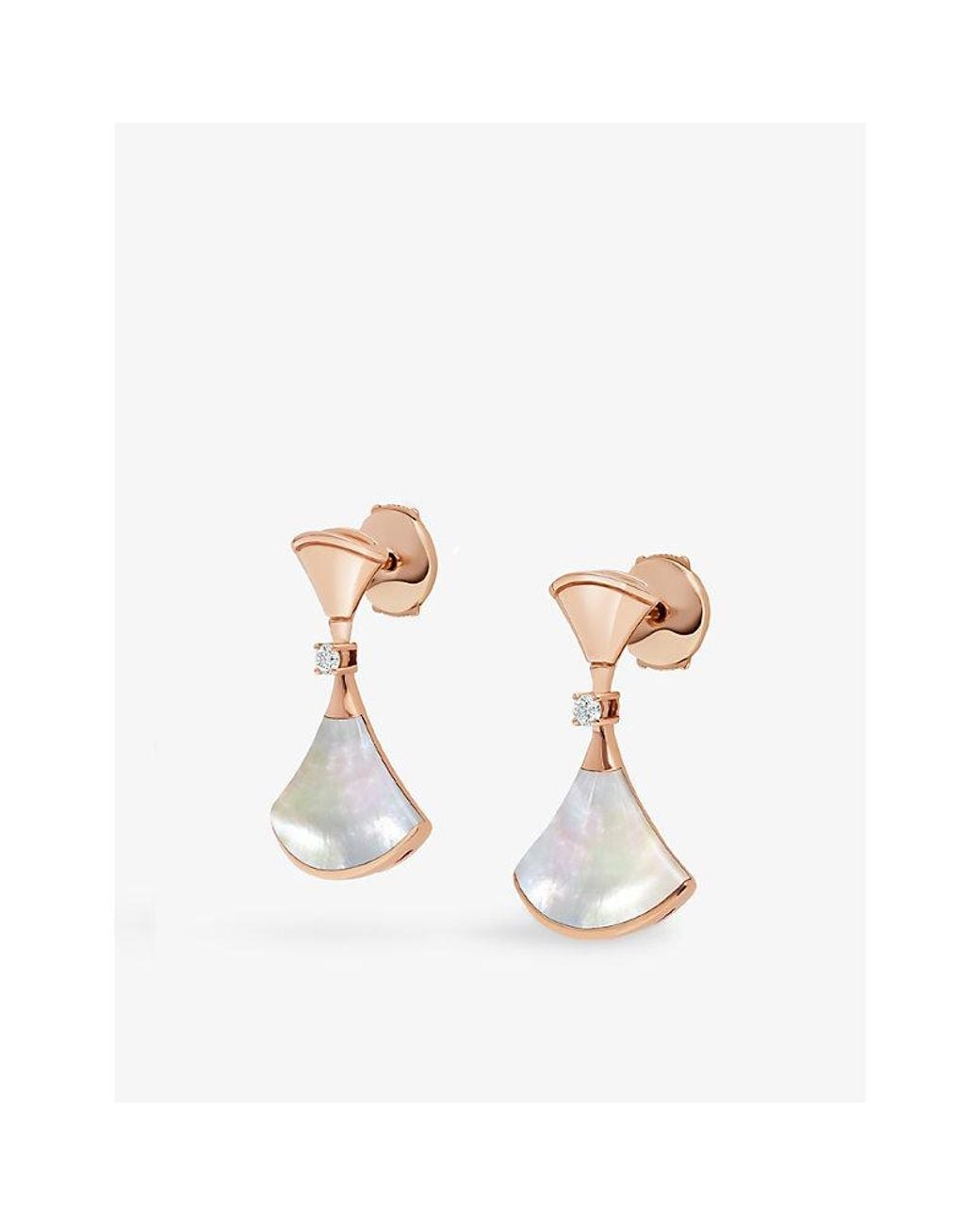 BVLGARI White Divas' Dream 18Ct Rose- 0.07Ct Diamond And Mother-Of-Pearl Earrings