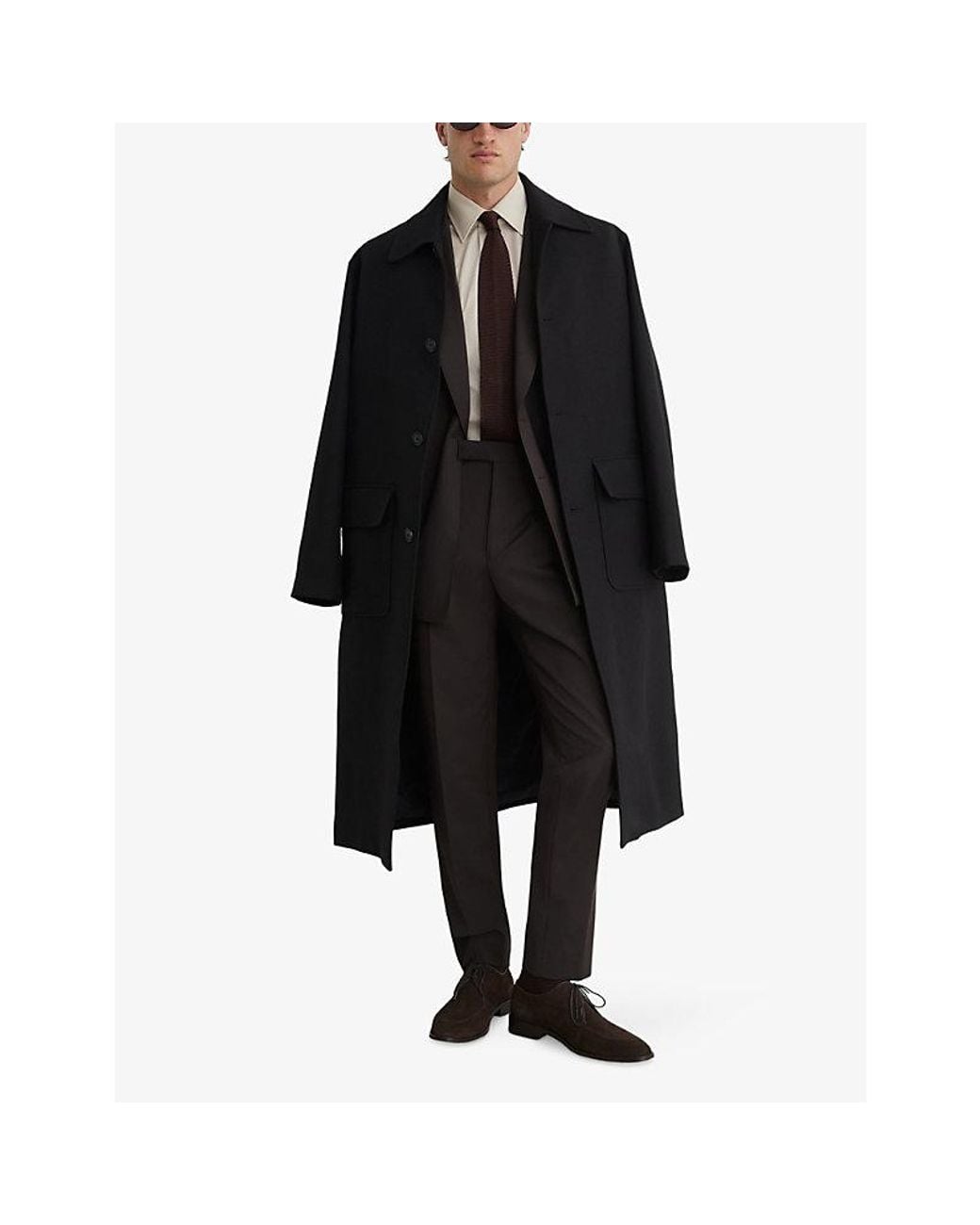 Reiss Black Dream Tailored Wool-Blend Trousers for men