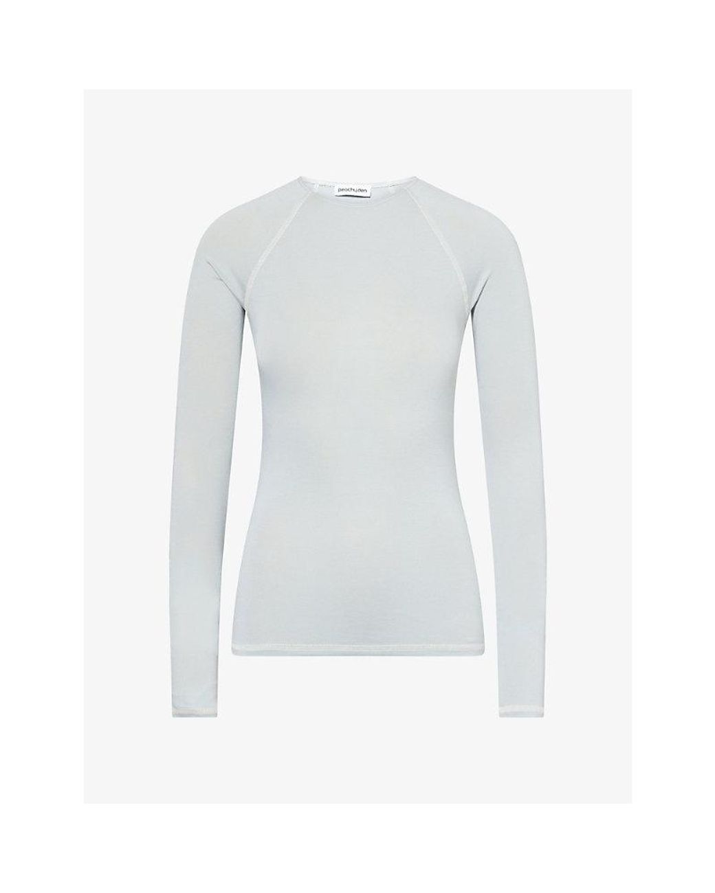 Peachy Den Blue Susie Long-Sleeve Stretch-Woven Top