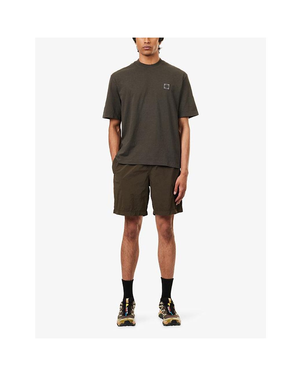 Stone Island Green Ghost Smerigliato Woven Swim Shorts for men