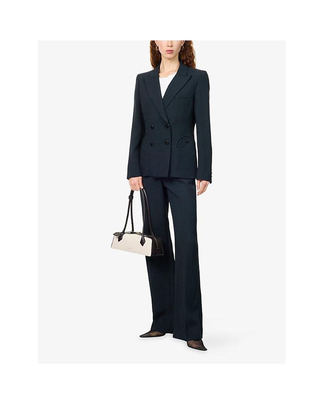 Blazé Milano Blue Luna Lundy Flare-Leg Woven-Jacquard Trousers
