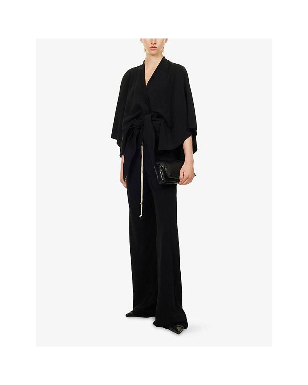 Rick Owens Black Half-Moon Tie Woven Top