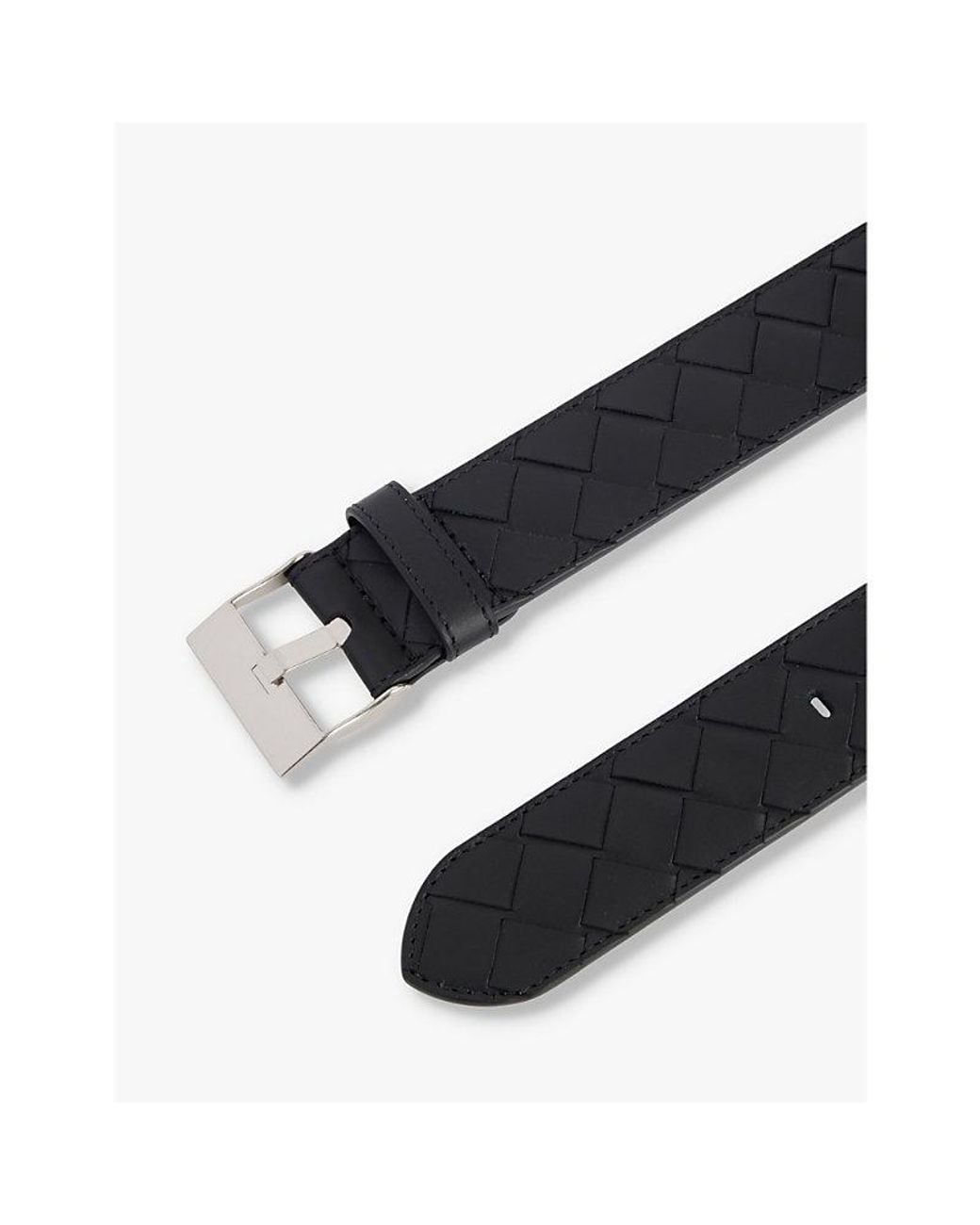 Bottega Veneta Black Double-Weave Branded Leather Belt for men