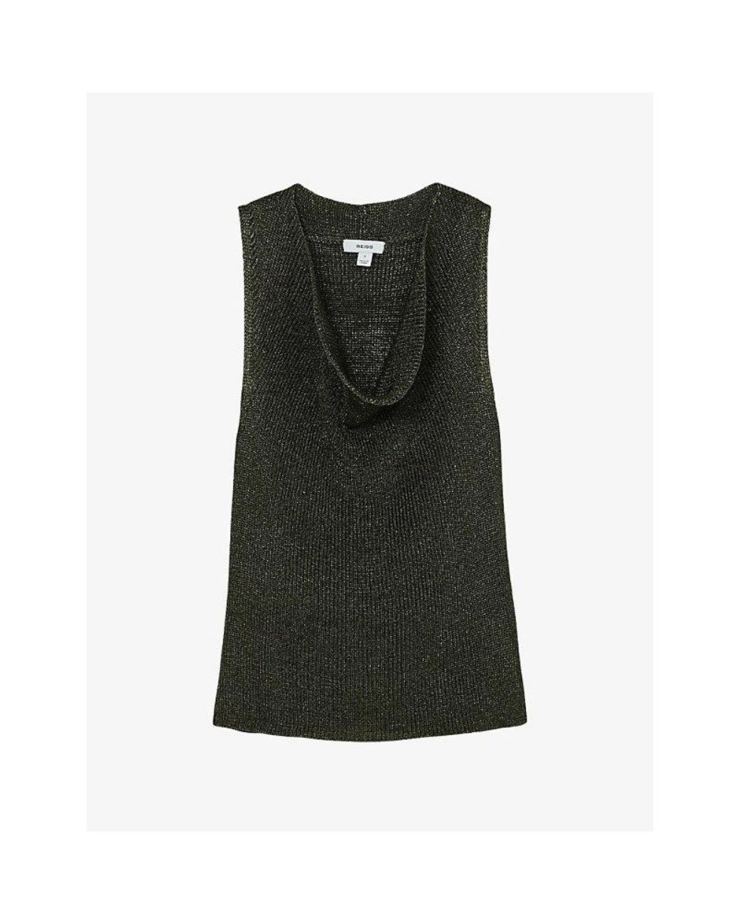 Reiss Green Simone Cowl-Neck Knitted Top