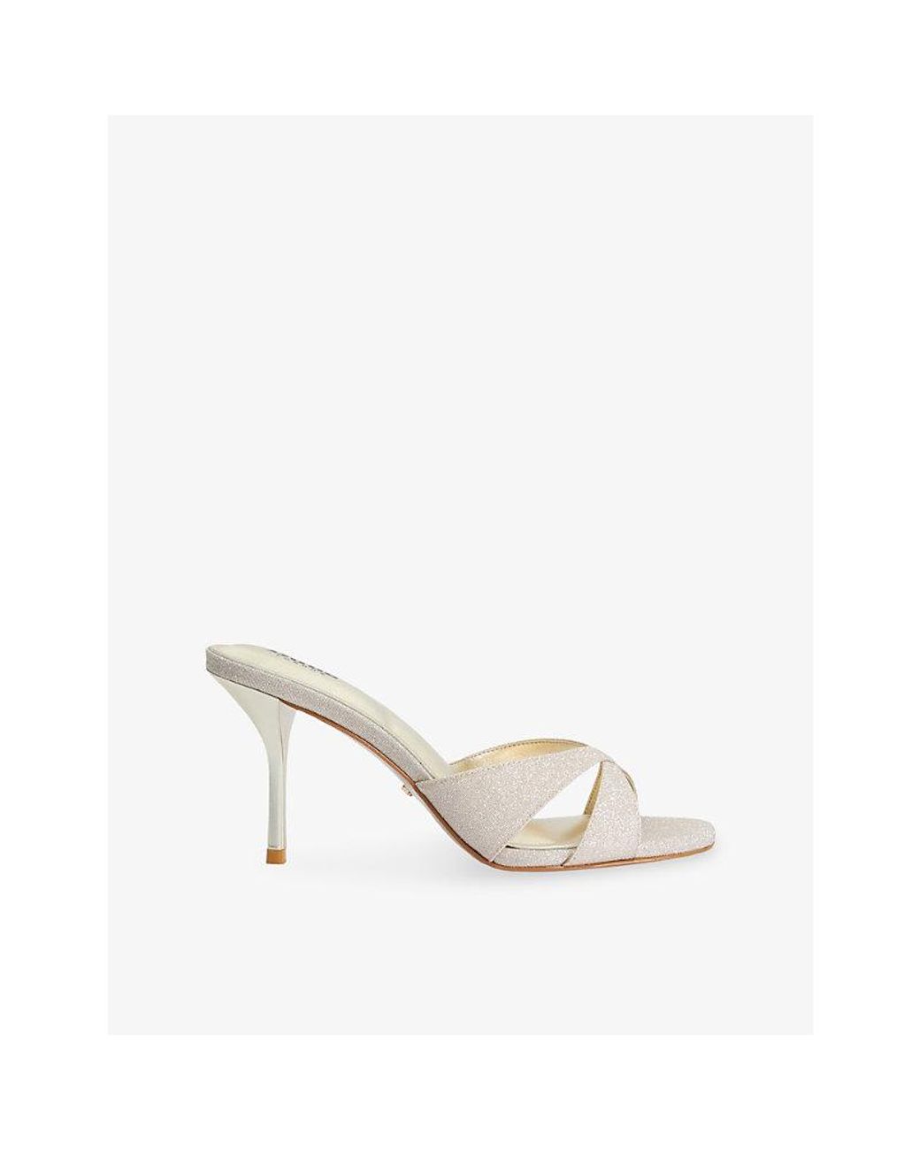 Dune White Mavina Sparkle-Effect Heeled Mules