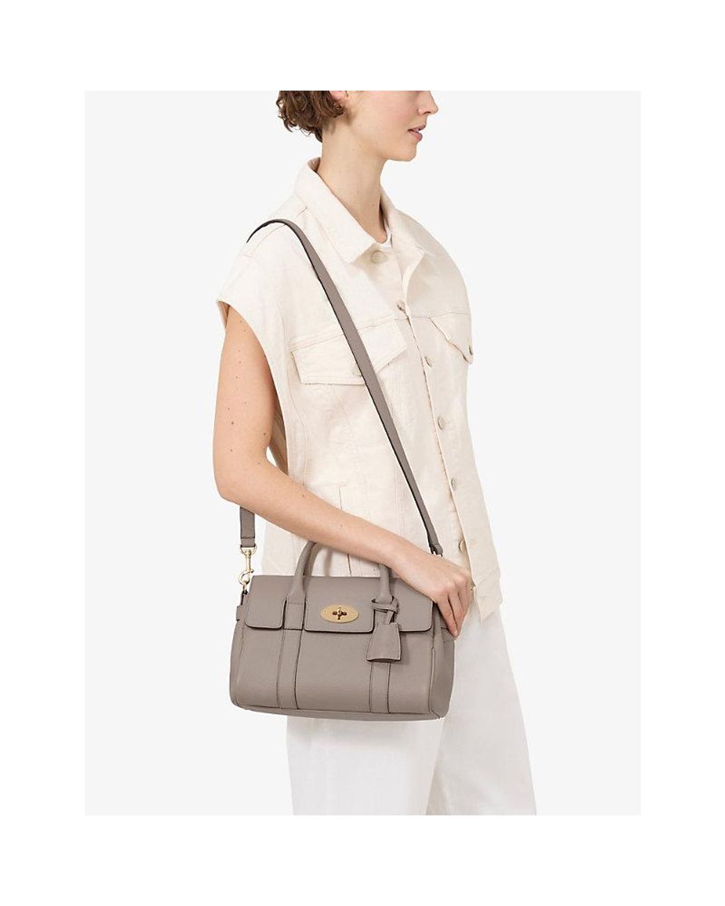 Mulberry Gray Bayswater Satchel Small Leather Top-Handle Bag