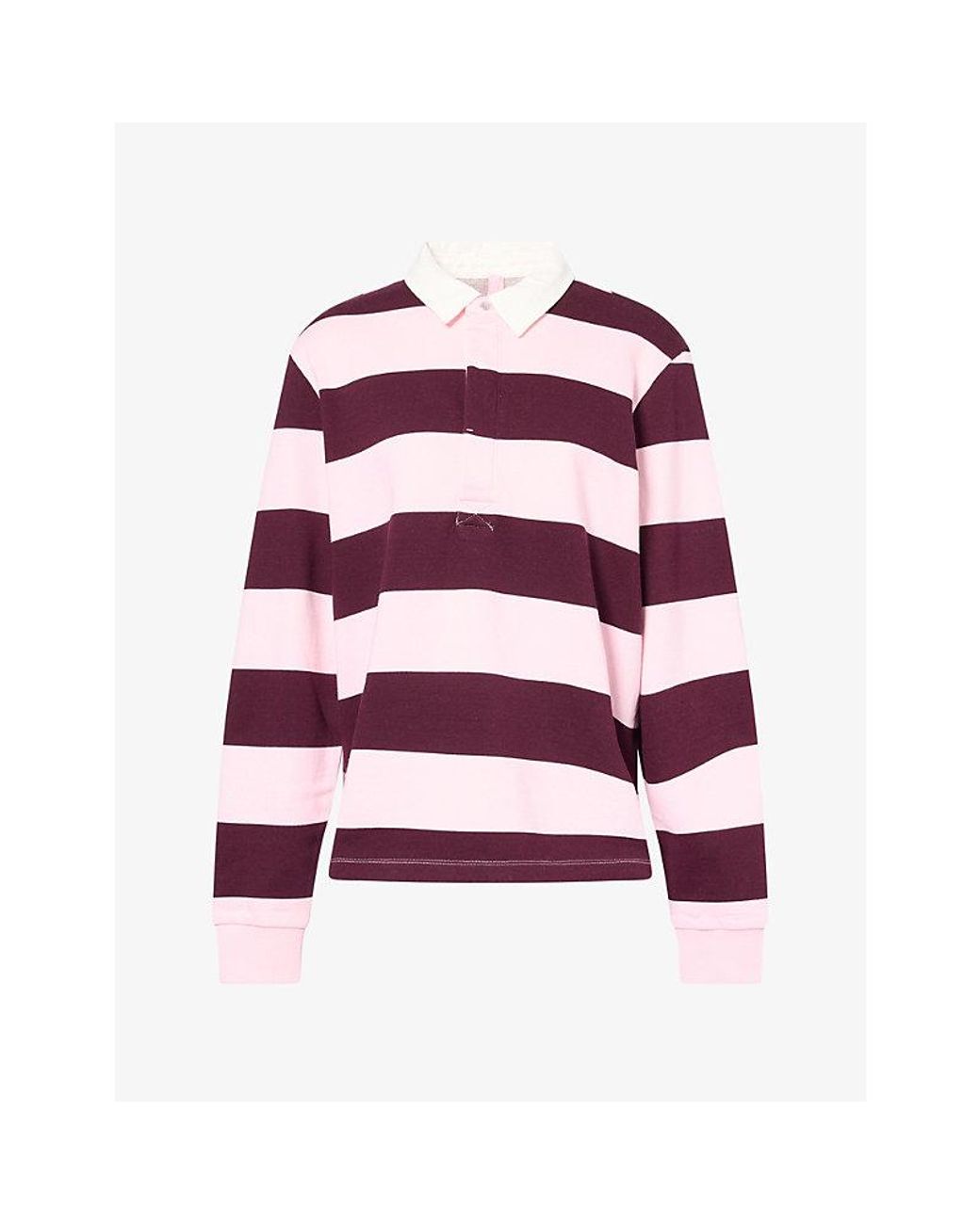 Skims Red Boyfriend Fleece Oversized Cotton Polo Shirt