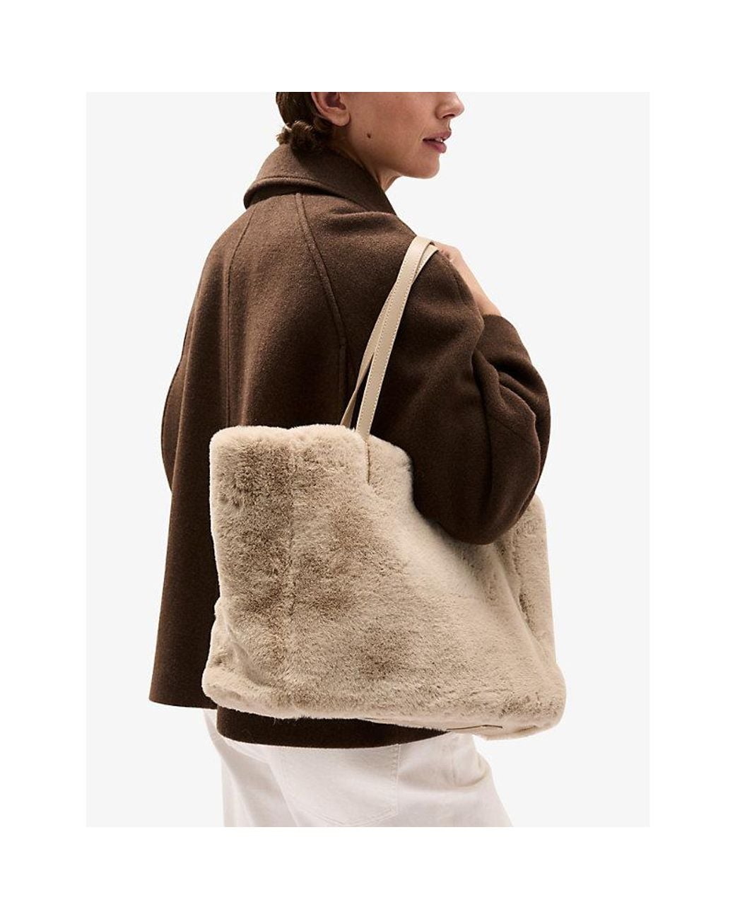 The White Company Natural Faux Fur Tote Bag