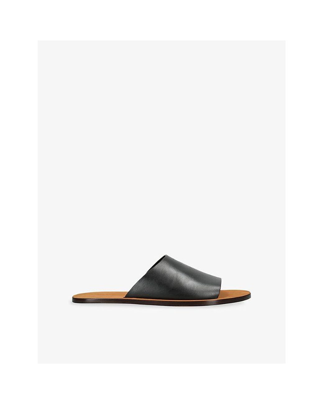 The Row Black Charlie Leather Slide Sandals