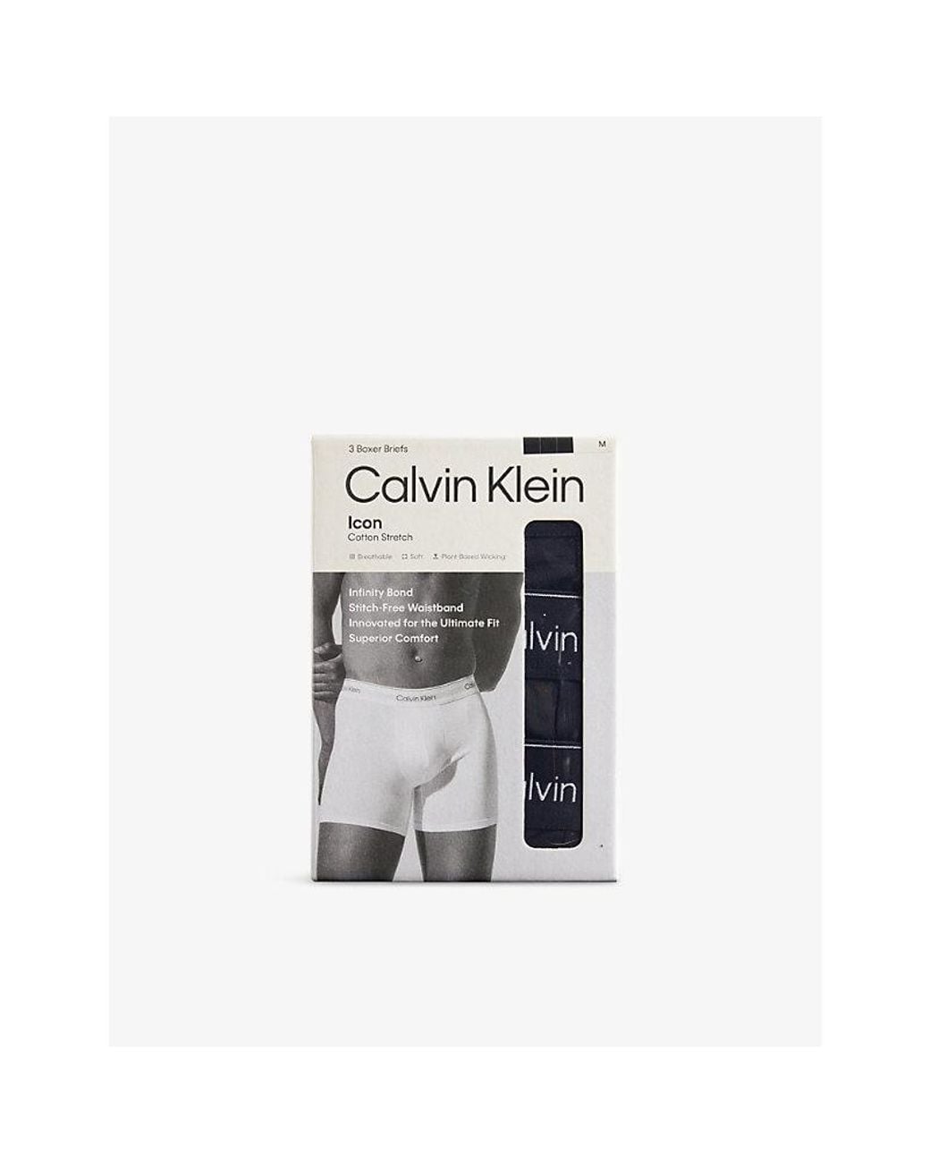 Calvin Klein Gray Icon Logo-Waistband Pack Of Three Stretch-Cotton Boxer Briefs for men