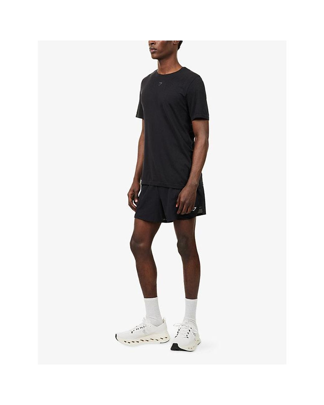 GYMSHARK Black Logo-Print 2-In-1 Woven Running Shorts for men