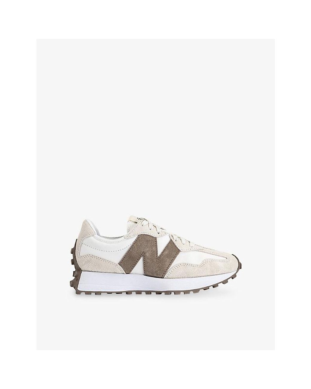 New Balance White 327 Suede And Leather Trainers