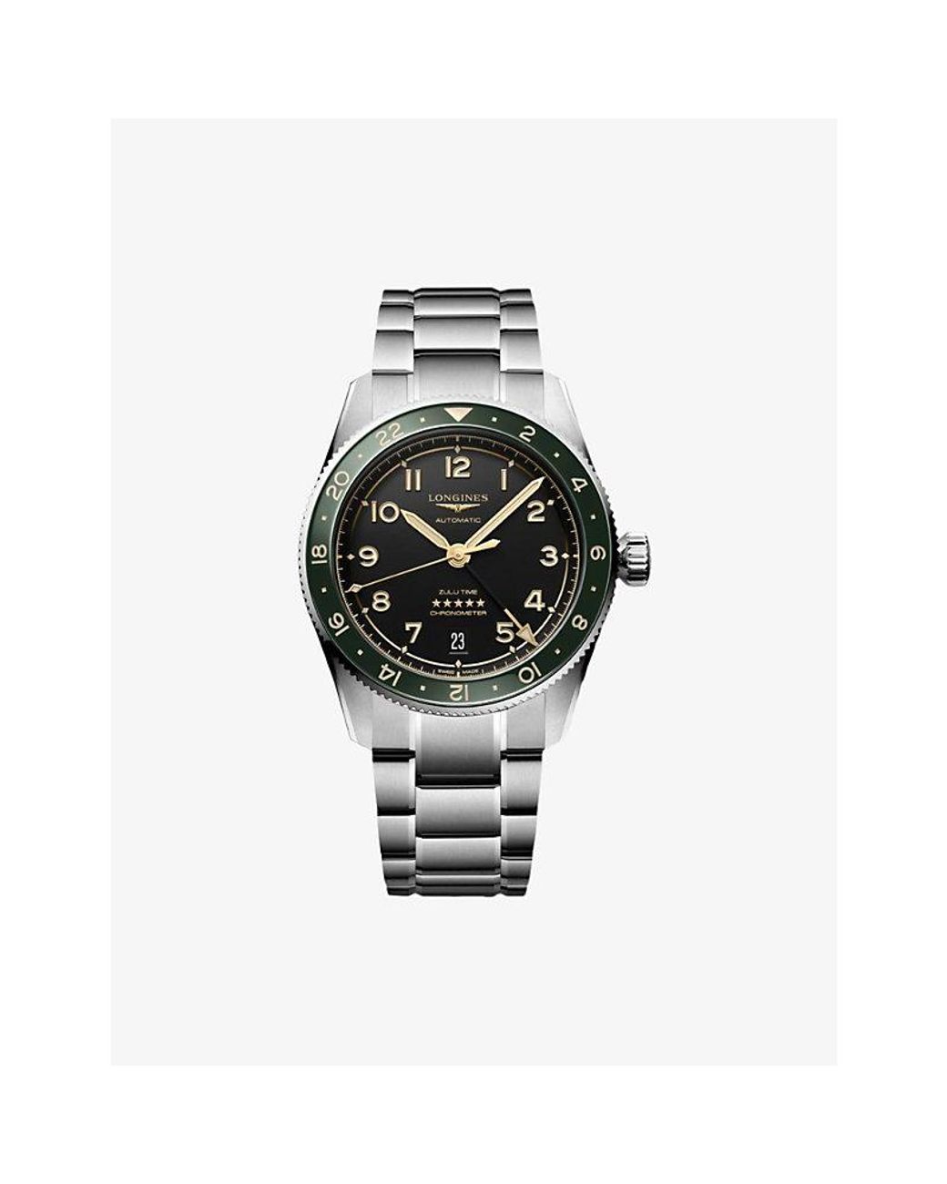 Longines Black L3.802.4.63.6 Spirit Zulu Time Stainless-Steel Automatic Watch