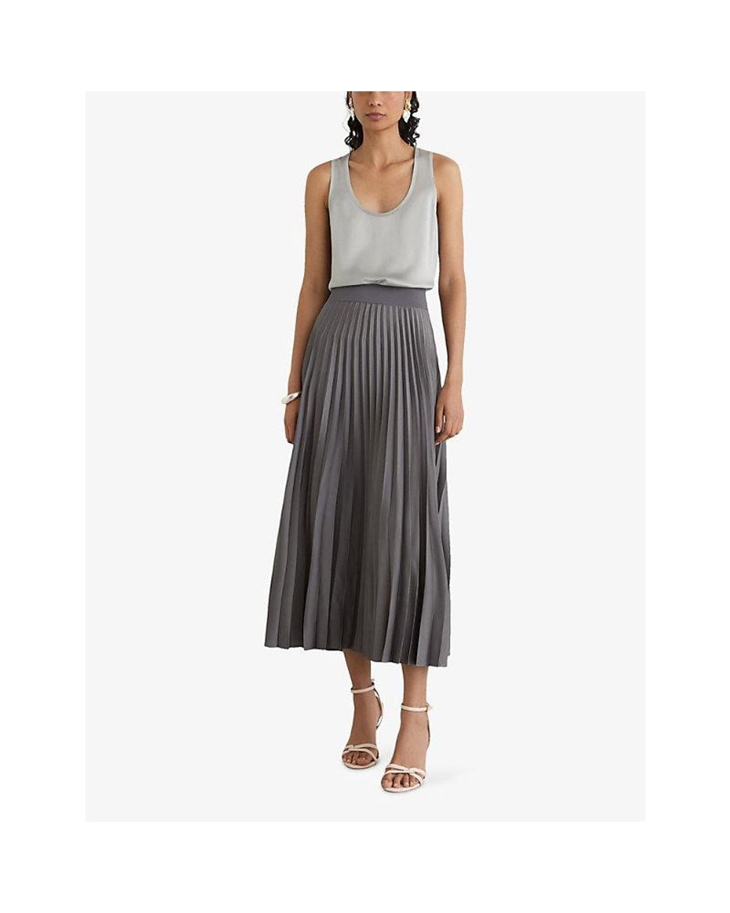 Reiss Gray Ruby Scoop-Neck Satin Vest Top