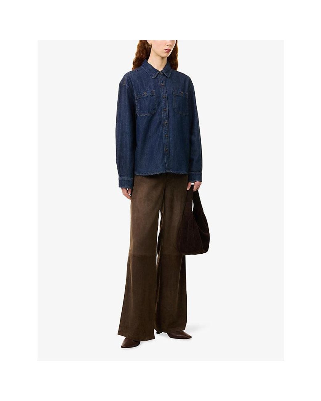 PAIGE Blue Arden Patch-Pocket Denim Shirt