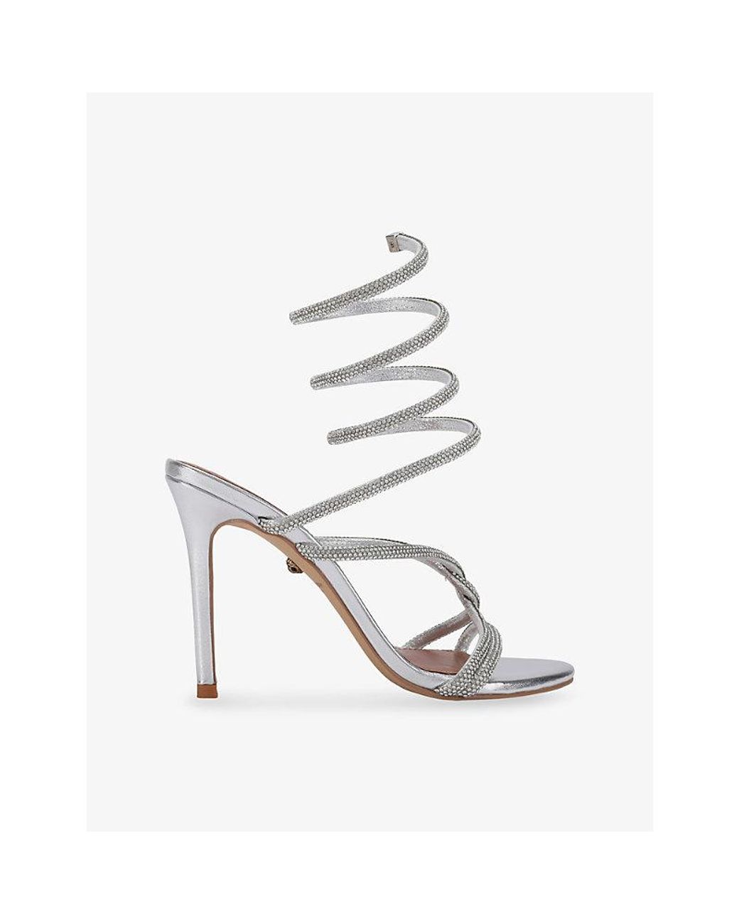 Kurt Geiger White Knot Spiral Heeled Woven Sandals