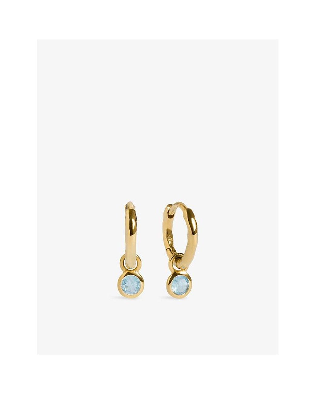 Monica Vinader Metallic March Birthstone 18Ct- Vermeil And Aquamarine Huggie Earrings