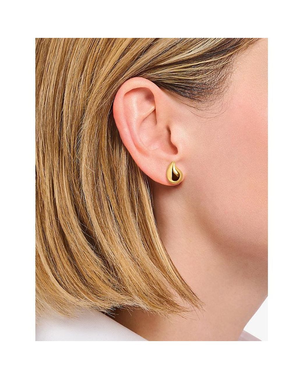Thomas Sabo Metallic Small Organic Drop-Shape 18Ct- Plated 925 Sterling Stud Earrings