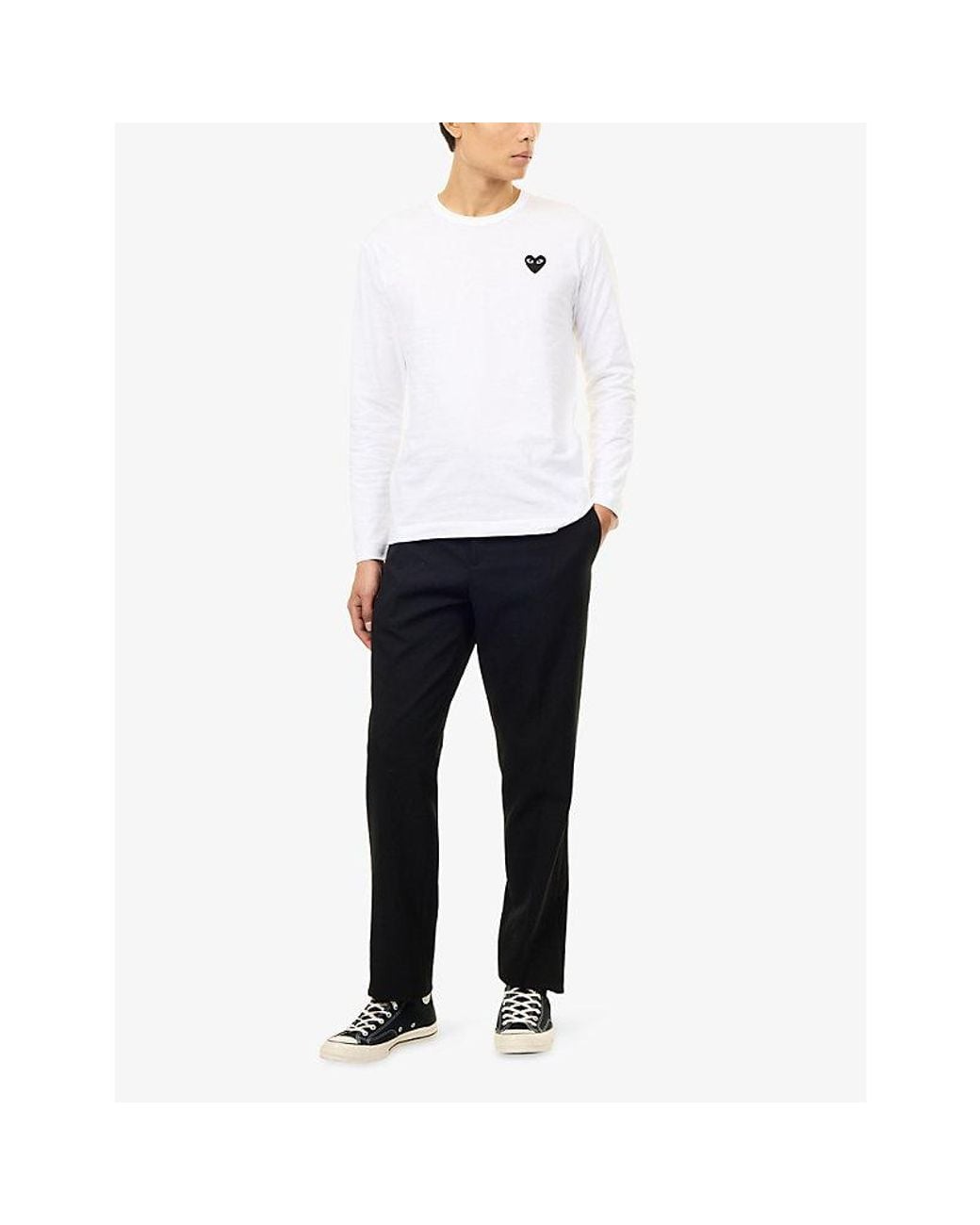 COMME DES GARÇONS PLAY White Small Heart Long-Sleeve Cotton-Jersey T-Shirt for men