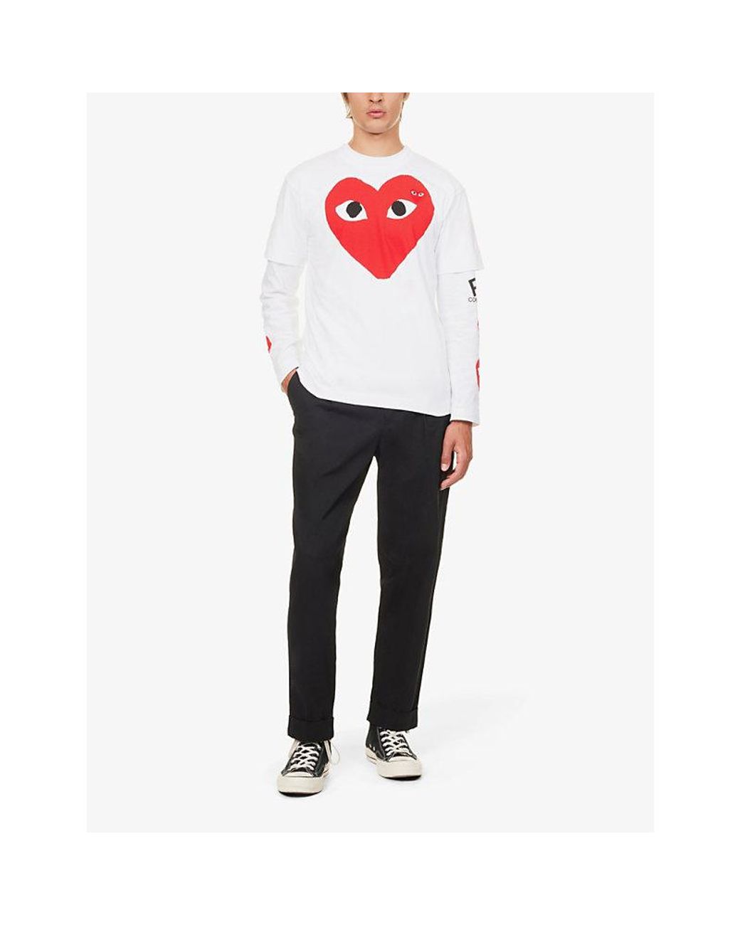 COMME DES GARÇONS PLAY White Heart Logo Cotton-jersey T-shirt for men