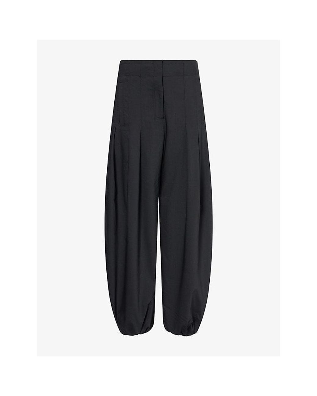 ME+EM Black Pleated Balloon-Leg Woven Trousers