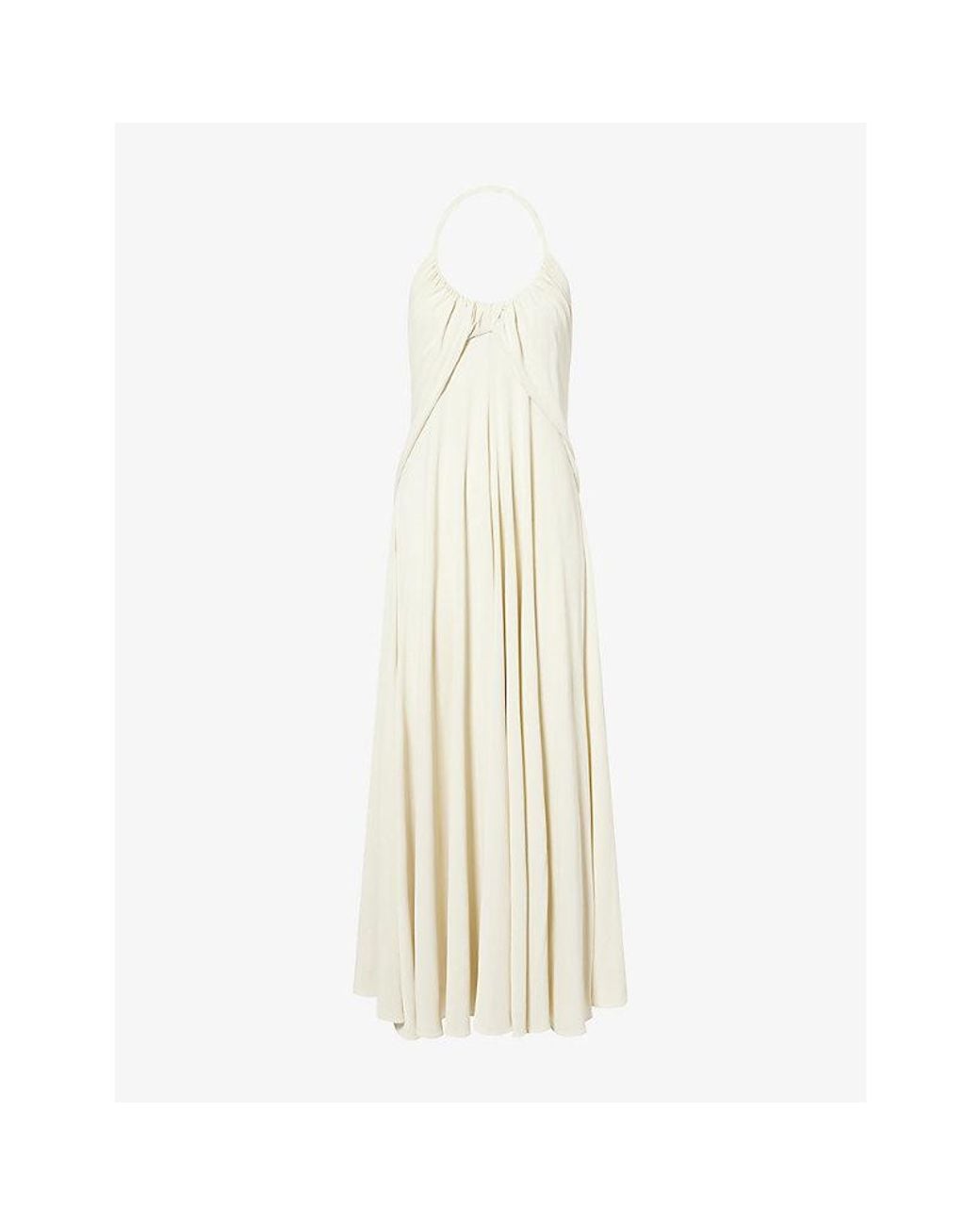 Alaïa White Cross-Over Fluid Jersey Maxi Dress