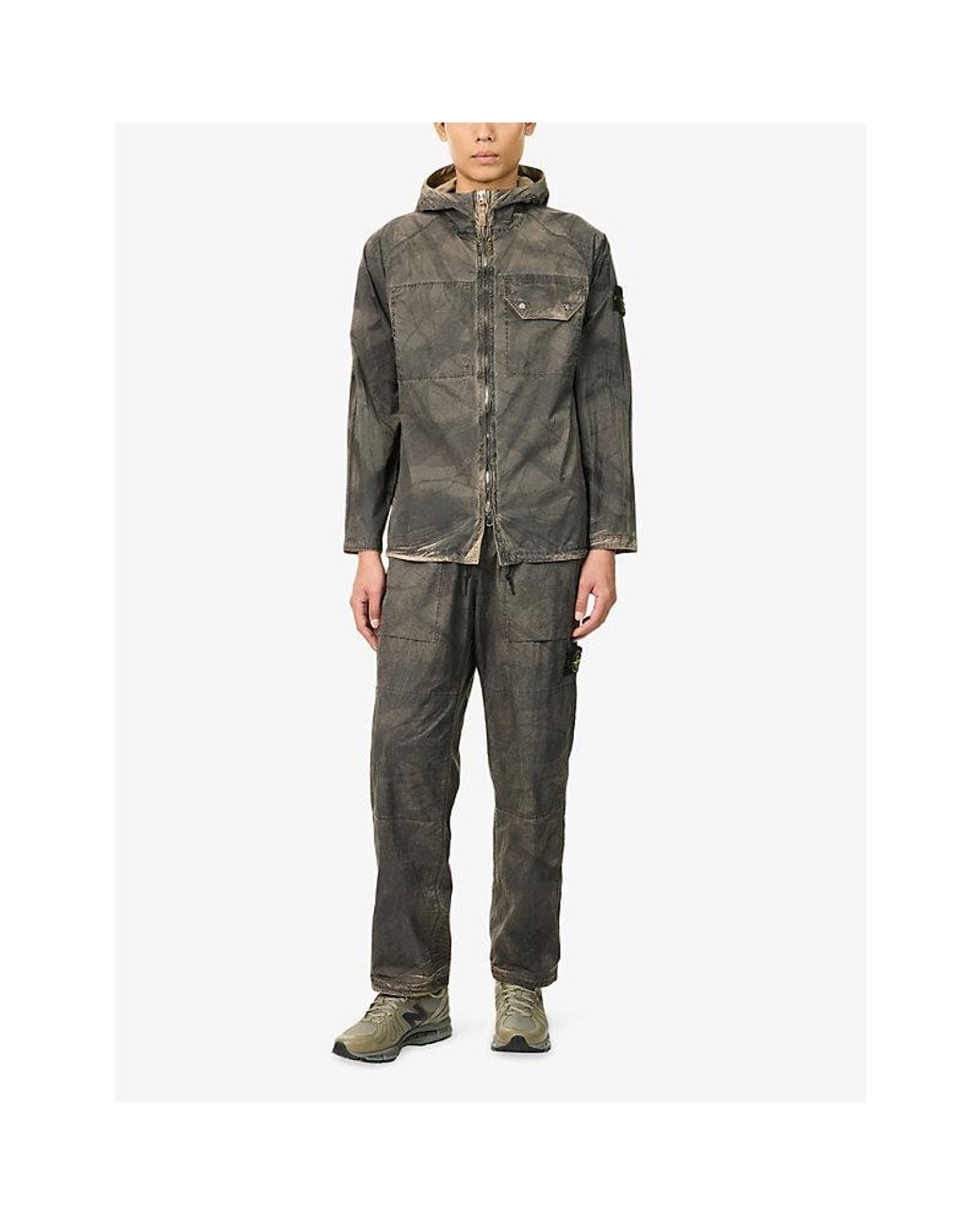Stone Island Gray Laser Forest Camo Crinkle Reps-Tc Nylon Overshirt for men