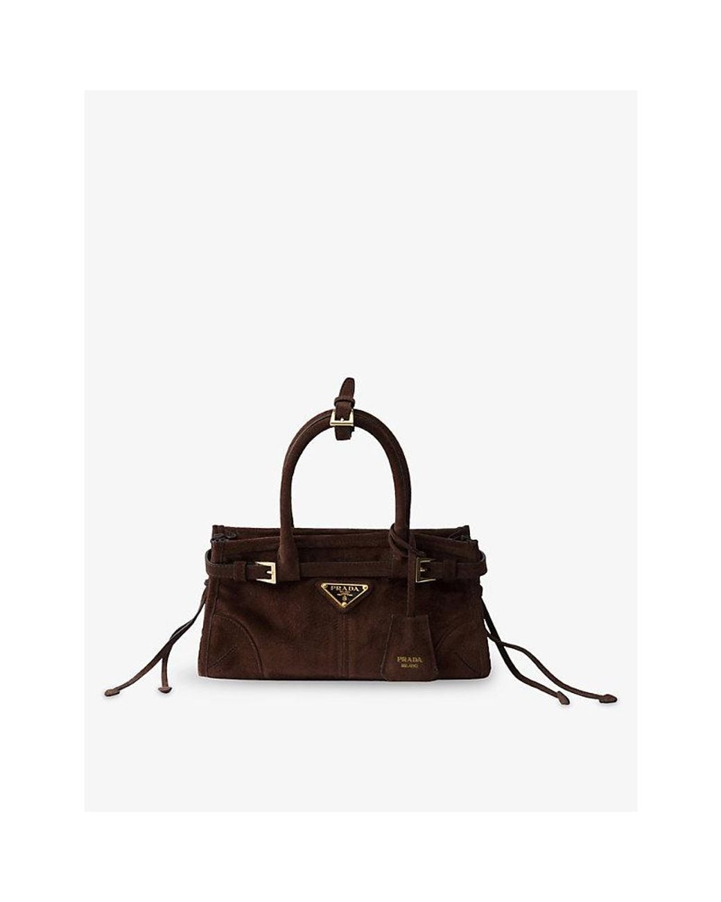 Prada Brown Bonnie Suede Mini Top-Handle Bag