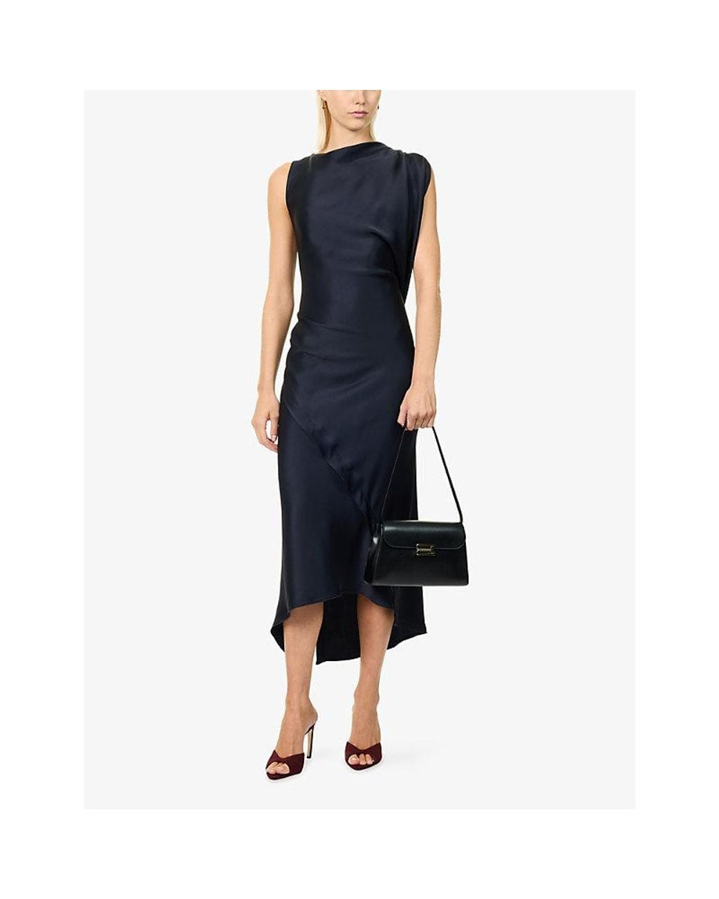 Victoria Beckham Blue Kyra Crepe-Back Satin Midi Dress