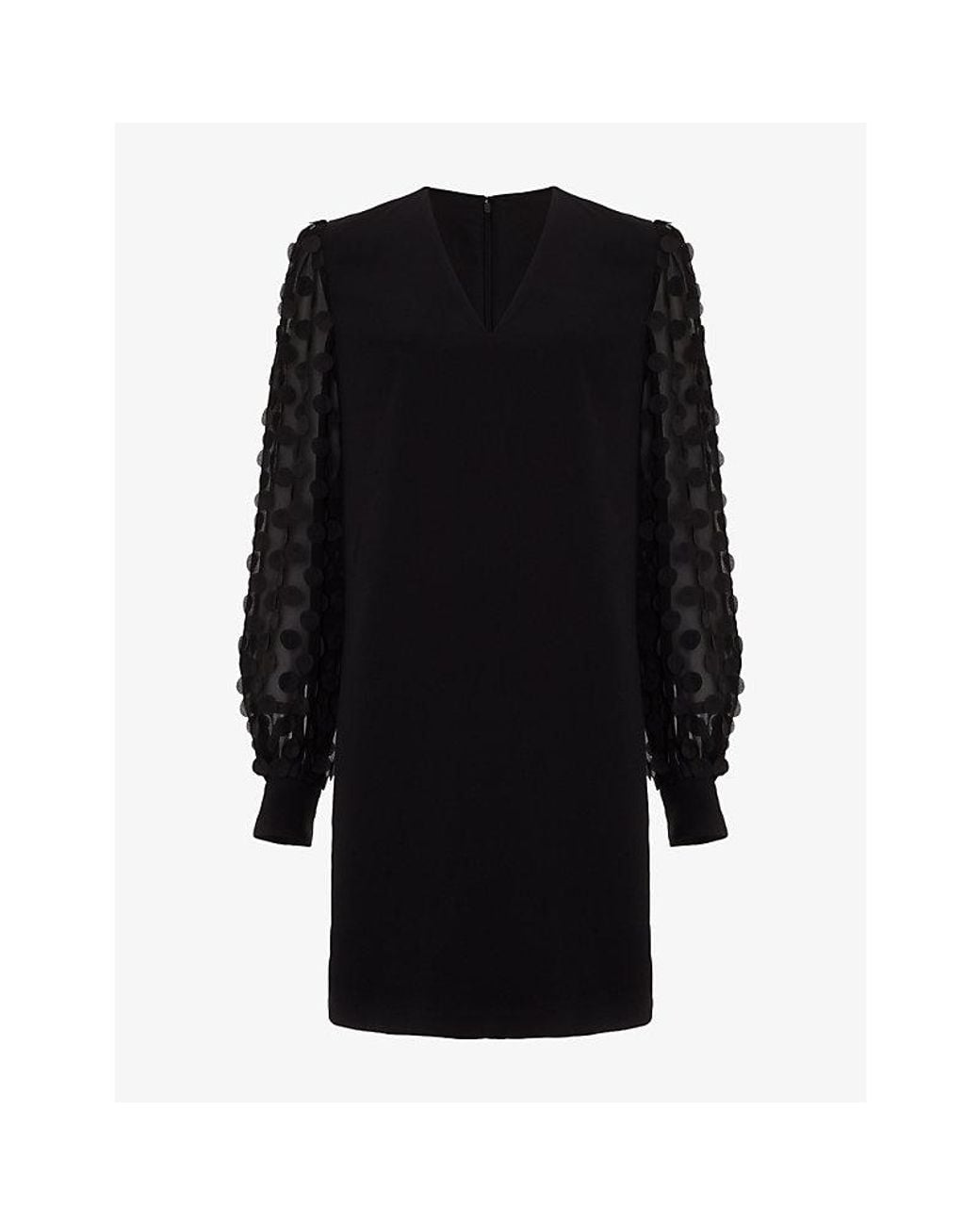 Phase Eight Black Laura Textured-Sleeve Woven Mini Dress