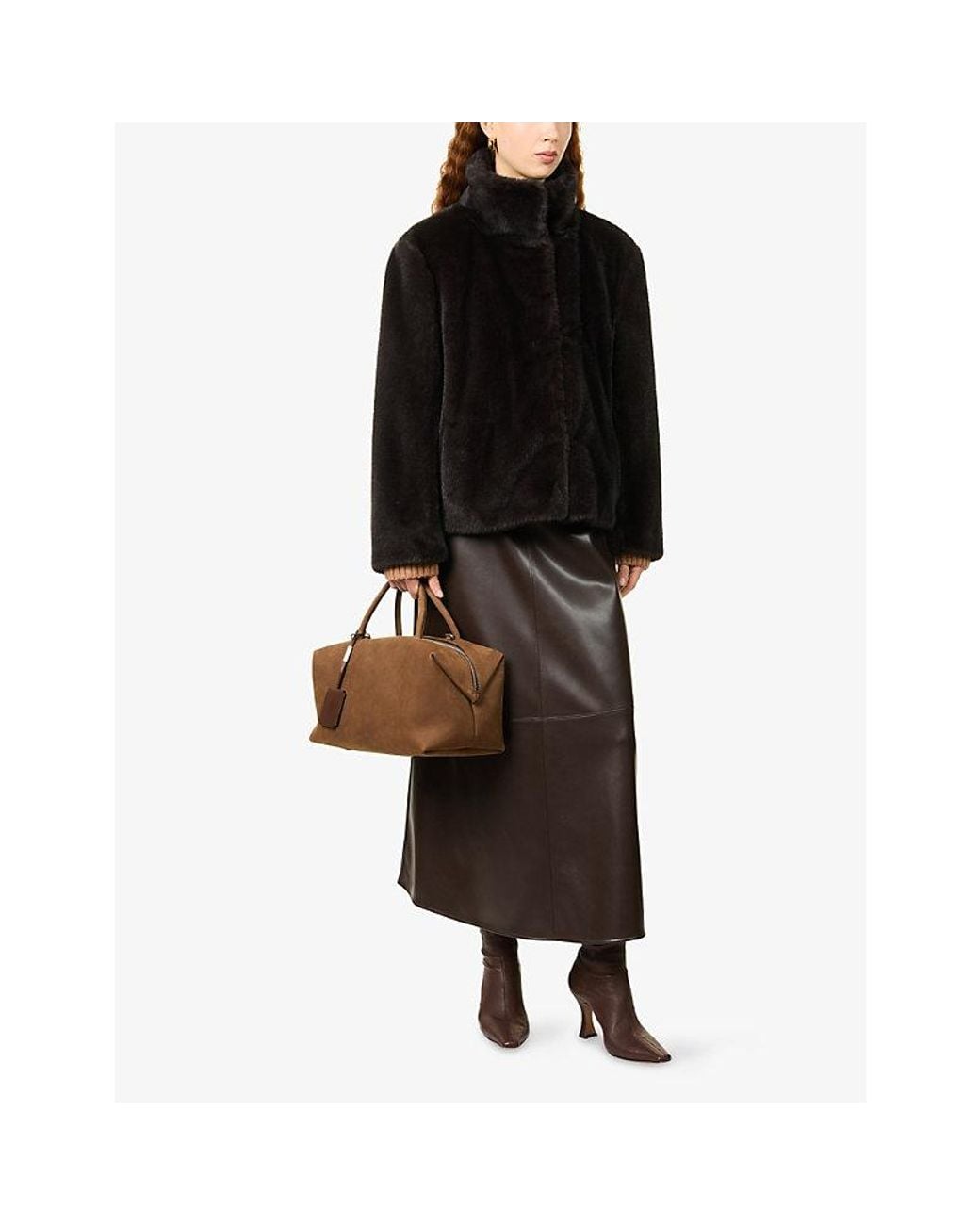 Max Mara Black Cropped Faux-Fur Jacket