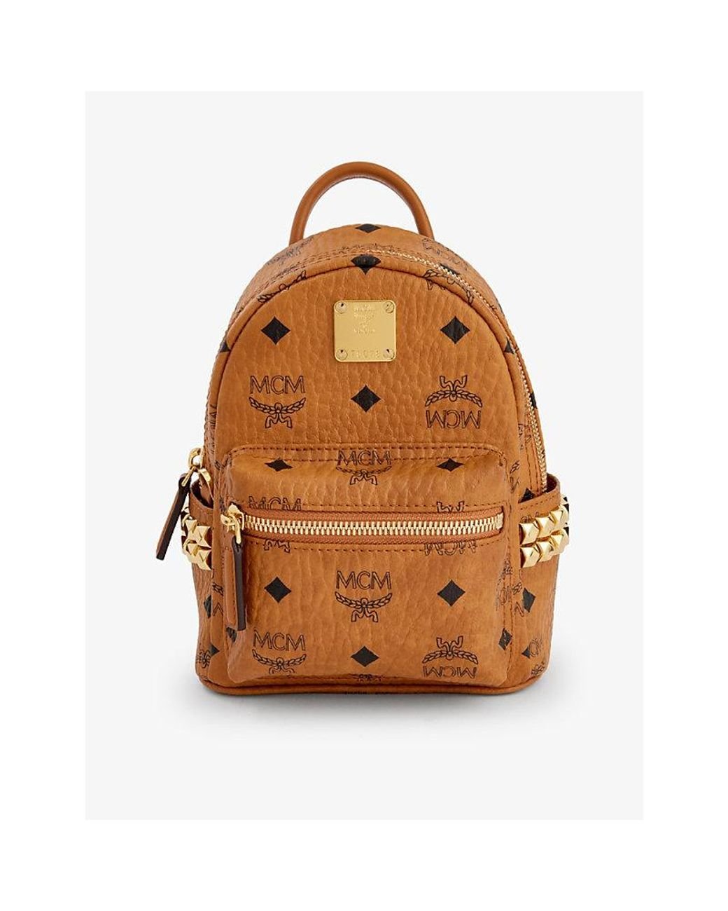 MCM Stark Monogram-print Mini Leather Backpack in Brown